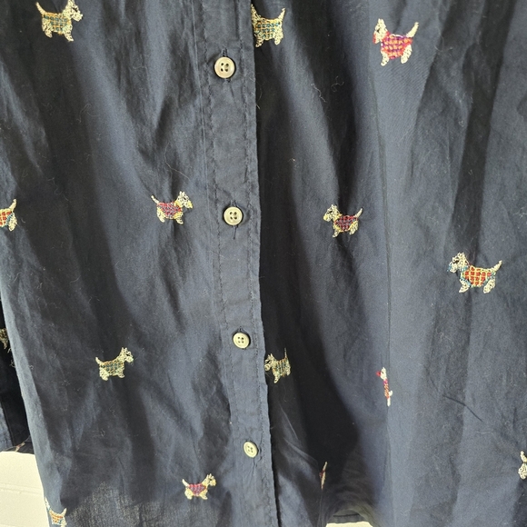NWT J.crew Navy Blue Perfect Shirt with Embroidered Scottie Dogs Slim Fit 14 - Picture 8 of 10